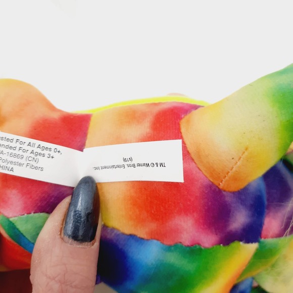 NWT 2016 Colorful Looney Tunes Tazmanian Devil Plush Tie Dye Rainbow Toy 8.5" - Picture 8 of 12